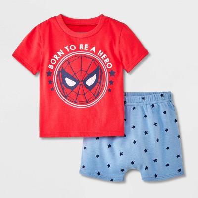 Image of Baby Boys' Spider-Man 2pc Americana Top and Bottom Shorts Set - Red 0-3M
