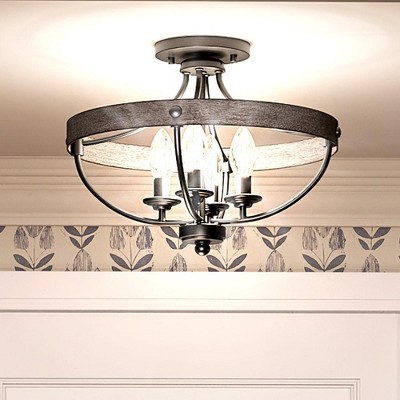 Urban Ambiance Luxury French Rustic Ceiling Light,  12.625"H x 15.25"W,  Charcoal Finish, UHP3441