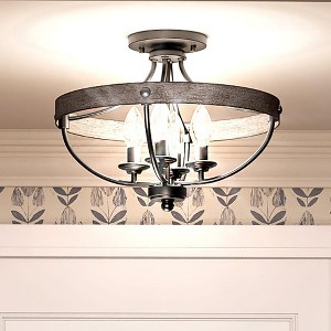Urban Ambiance Luxury French Rustic Ceiling Light,  12.625"H x 15.25"W,  Charcoal Finish, UHP3441 - 1 of 4