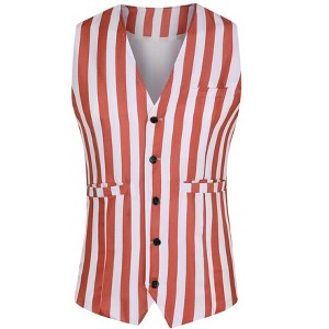 INSPIRE CHIC Men's Business Slim Fit V Neck Sleeveless Striped Vest - 1 of 4
