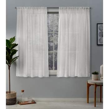 Set of 2 Belgian Textured Linen Rod Pocket Sheer Window Curtain Panels - Exclusive Home