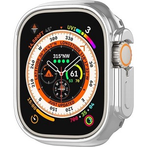 Worryfree Gadgets Full Cover Flexible Bumper Case for Apple Watch Ultra 49mm Protective Frame, Silver - 1 of 4