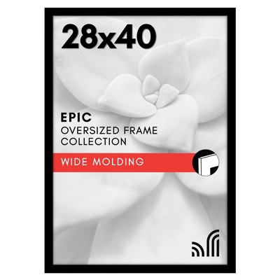 Americanflat 28x40 Poster Frame with Polished Plexiglass - Black Picture Frame - Wide Photo Frames Made of Engineered Wood - Epic Collection - Black