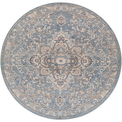 Mark & Day Jay 7'10" Round Woven Indoor Area Rugs Dark Teal: Stain-Resistant, Pet Friendly, Modern Medallion Design