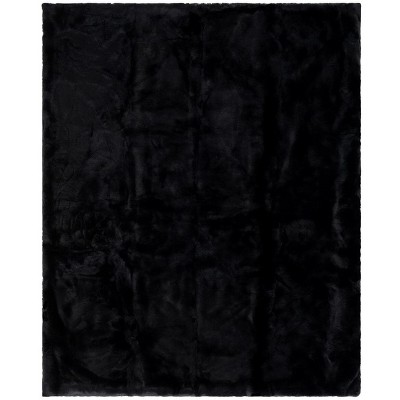 Luxurious Black Faux Fur Reversible Throw Blanket