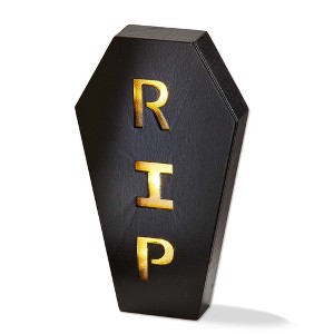 TAG RIP Coffin LED Decor Black Wood Decorative Sculpture for Halloween Indoor Use 4.5x1.25x8 Inches - 1 of 3