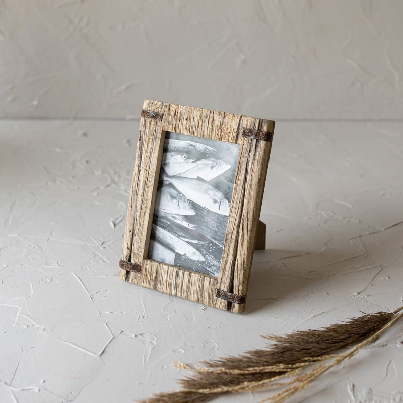4x6 Inch Driftwood with Rivets Picture Frame Natural Wood, MDF, Metal & Glass by Foreside Home & Garden, 3 of 8
