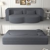 Lycvki Modern Convertible Sleeper Sofa Bed with 2 Pillows, Teddy Fabric,15" Full Size Folding Mattress,no assembly required - 2 of 4