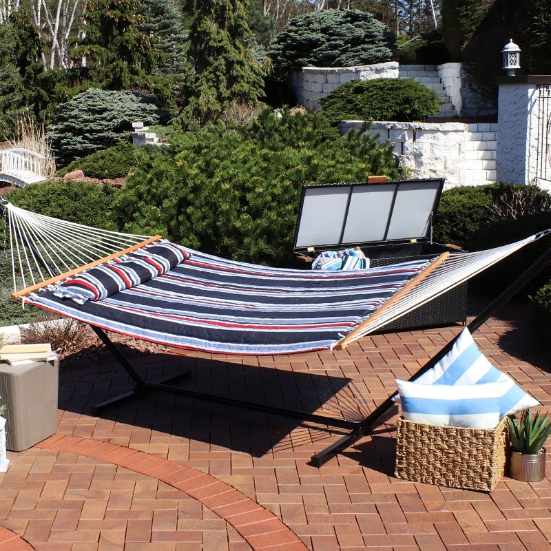 Sunnydaze Two-Person Quilted Fabric Hammock with Spreader Bars - 450 lb Weight Capacity, 3 of 24