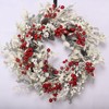 26" Faux Winter Christmas Pinecone Berry Twig Front Door Wreath - 2 of 4