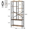 Homhougo 5 Tier Bookcase Industrial Storage Shelf Vintage Display Rack with Open Shelves Rustic Standing Bookshelves Metal Frame Display Rack, Brown - 2 of 4