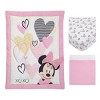 Disney Minnie Mouse and Hearts 3-Piece Crib Bedding Set - Microfiber Comforter, Dust Ruffle & Sheet - Pink - 2 of 4