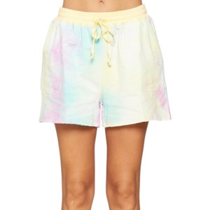 Slickblue Women's Tie-Dye Printed Jersey Shorts with Drawstring Waist - Navy Mauve/Lemon Purple, Size S-L - 1 of 4