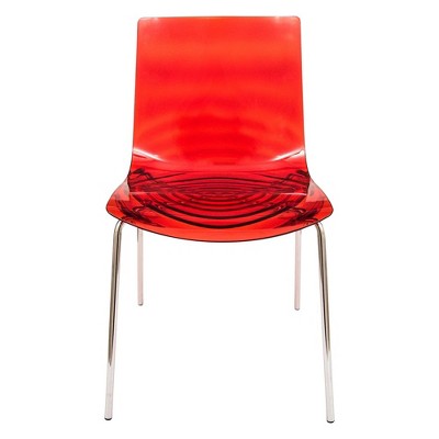 Astor Transparent Red Acrylic Dining Chair with Metal Legs