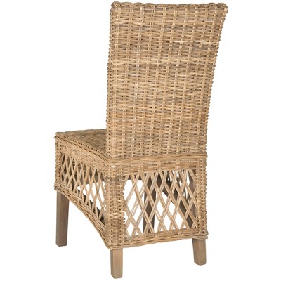 Sumatra High-Back Rattan Cane Side Chair, Brown, Set of 2
