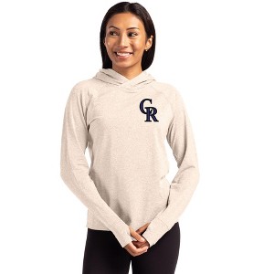 Colorado Rockies Cutter & Buck Adapt Knit Recycled Womens Heathered Hooded Pullover - 1 of 1