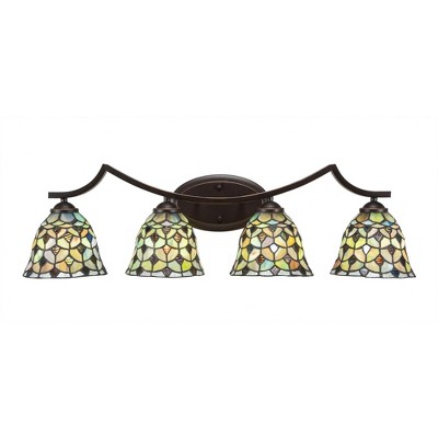 Toltec Lighting Zilo 4 - Light Vanity in  Dark Granite with 7" Crescent Art Glass Shade