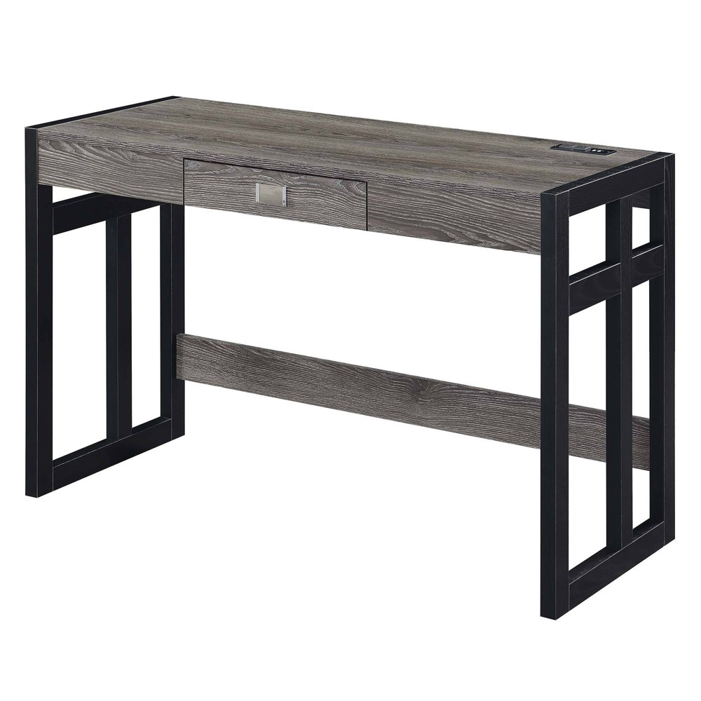 Photos - Office Desk 47" Monterey Desk with Charging Station Weathered Gray/Black - Breighton H