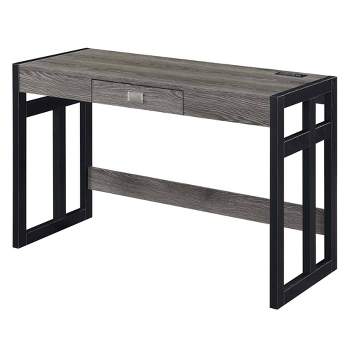 47" Monterey Desk with Charging Station Weathered Gray/Black - Breighton Home