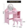 COZONY Kids Vanity with Mirror & Stool, Adjustable Brightness, Storage Drawer & Shelves, for Girls Ages 3–9 - 2 of 4
