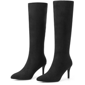 BLISSFUL STEP Classic Pointed Toe Stiletto Heel Knee High Boots for Women - 1 of 4