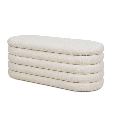 NicBex Modern 49" Storage Bench Oval Accent Stools with Boucle Fabric for Bedroom and Entryway