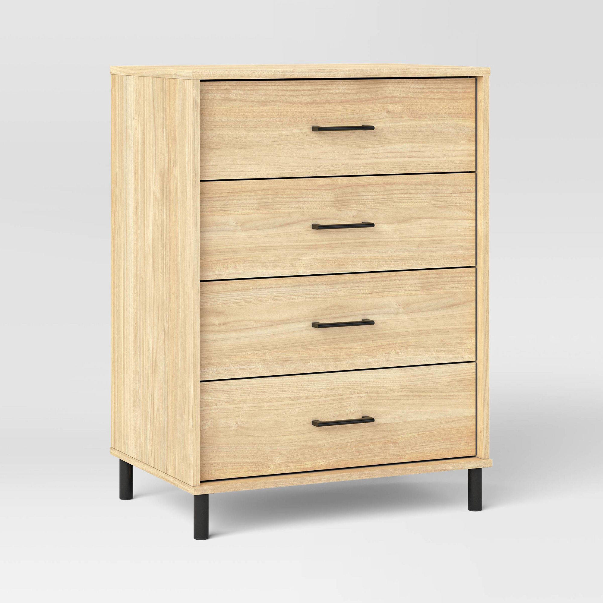 Mixed Material Wood and Metal 4 Drawer Dresser Natural Wood - Room Essentials™