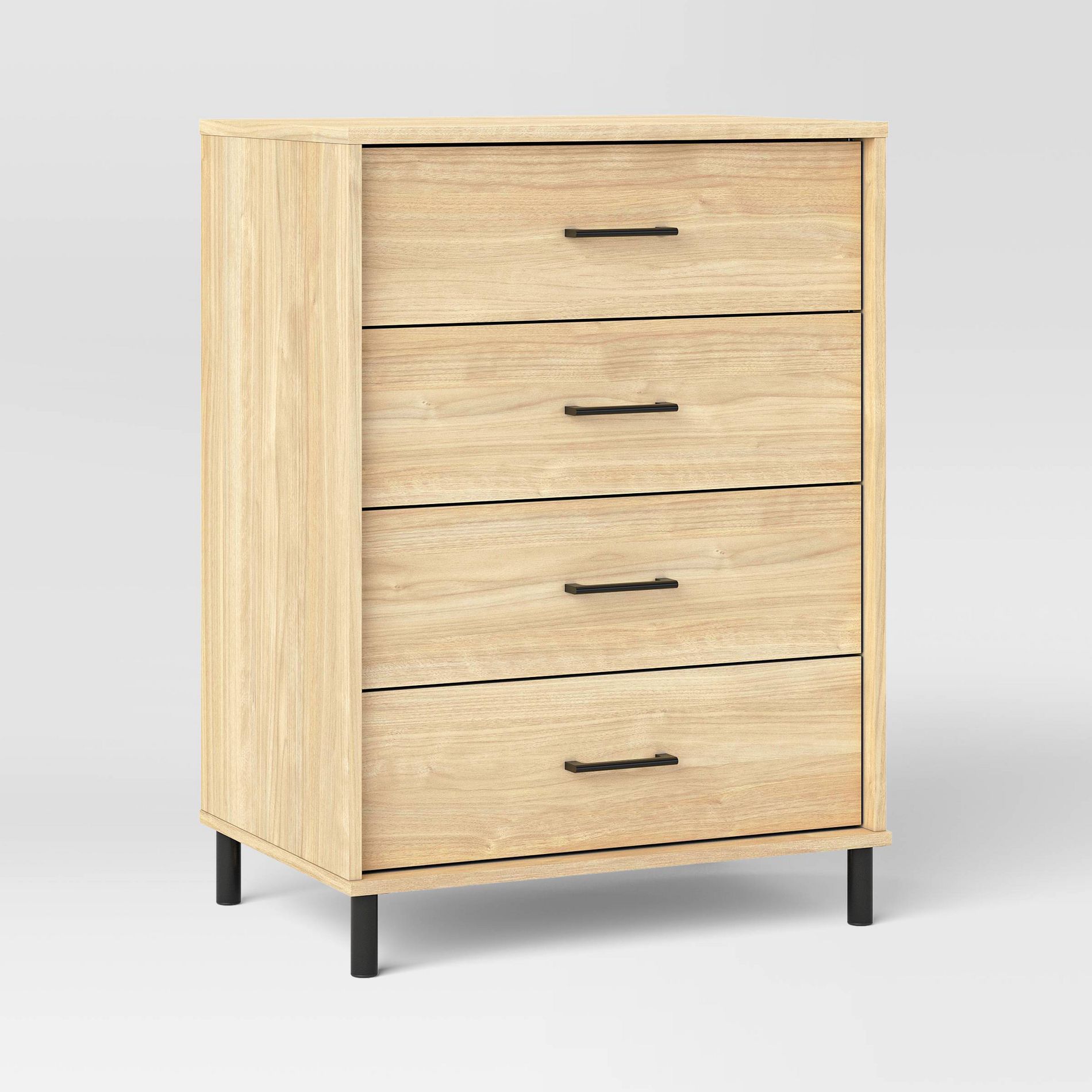 Mixed Material Wood and Metal 4 Drawer Dresser Natural Wood - Room Essentials™