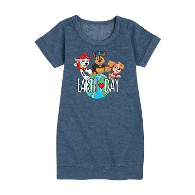 - Paw Patrol - Earth Day Globe Graphic Short Sleeve Fleece Dress