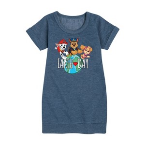 Girls' - Paw Patrol - Earth Day Globe Graphic Short Sleeve Fleece Dress - 1 of 4