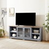VYNXARIA Modern Farmhouse Light Blue TV Media Stand with Glass Door Cabinets for TVs Up to 80inch - 2 of 4