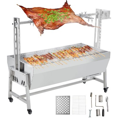 132 LBS Roaster Spit Rotisserie BBQ Grill Pig Lamb Chicken Roaster 50W With Wheels