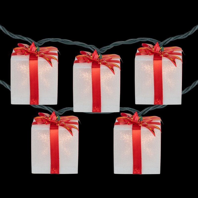 Northlight 10-Count White and Red Christmas Present Light Set- 7.5ft, Green Wire, 3 of 6