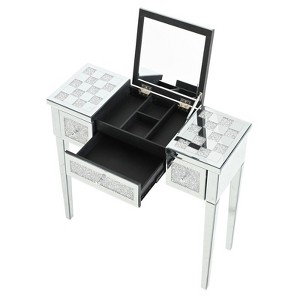 AZL1 Life Concept Vanity Table Durable Mirrored Crushed Diamond Inlay Flip Top Mirror for Bedroom Entryway Dressing Room, Silver, 45.5"*20.9"*17.9" - 1 of 4