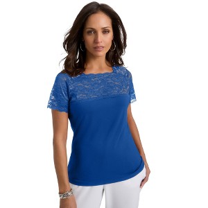 Jessica London Stretch Lace Neckline Top - 1 of 4