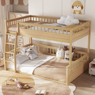 Grungis Full XL over Queen Loft Bed Can Divided Into 2 Beds,Modern Bunk Bed with Ladder and Guardrails,Loft and Bunk Bed for Bedroom