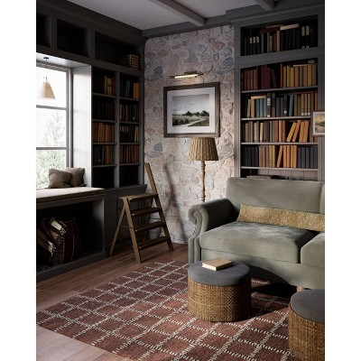 Rust and Beige Geometric Hand-Tufted Wool Rug, 5' x 8'