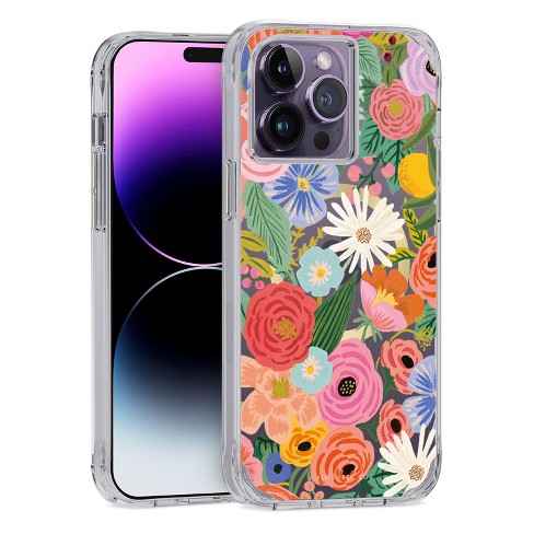 Light Blue Background & Flowers Graphic Anti-fall Silicon Phone