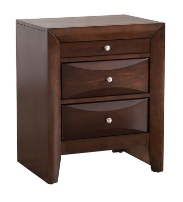 Marilla Cappuccino 3-Drawer Solid Wood Nightstand