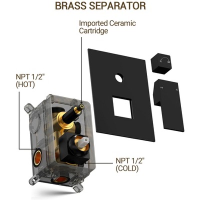 Large Matte Black Stainless Steel Square Wall Mounted Shower System