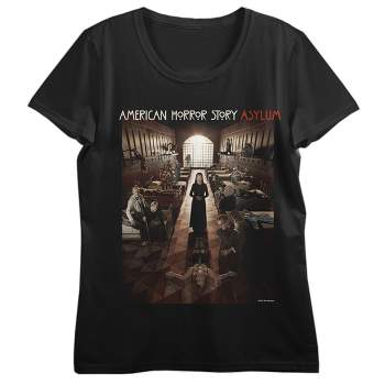 American Horror Story Asylum Poster Art Crew Neck Short Sleeve Black Women's T-shirt
