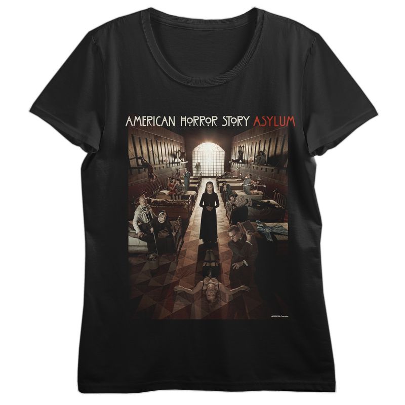 American Horror Story Asylum Poster Art Crew Neck Short Sleeve Black Women's T-shirt, 1 of 3