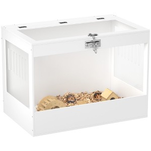 PawHut Hamster Cage with Openable Top, Hut, Seesaw, Ladder, Transparent Acrylic Panel Small Animal Habitat for Dwarf Hamster Gerbil, White - 1 of 4
