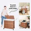 VYNXARIA Laundry Hamper With Lid PE Rattan Powder Coating Frame Clothes Hampers with 02 Removable Bags, Wheels, 160L, Brown Color - 4 of 4
