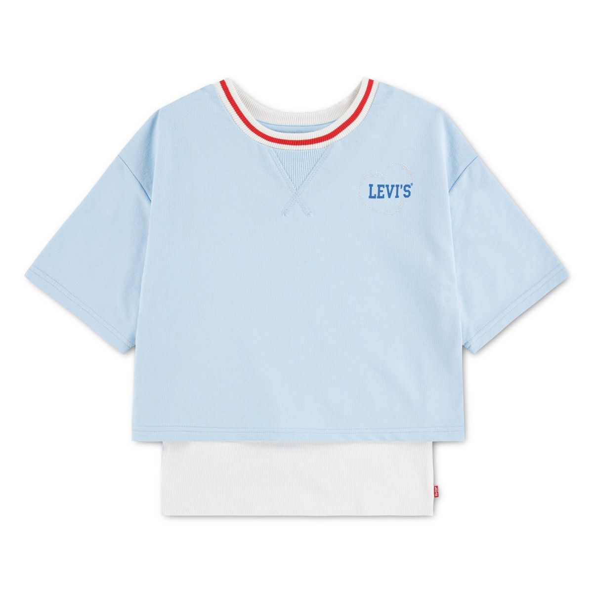 Levi's® Girls' Short Sleeve Layered Crewneck 2-Fer Top Multicolor - thumbnail 3