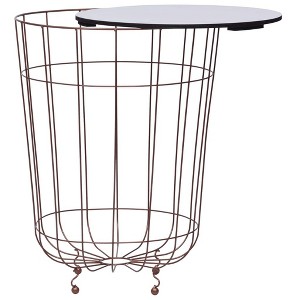 vidaXL Scandinavian Style Coffee Table, Gold Metal Frame with White Round MDF Top - 1 of 4