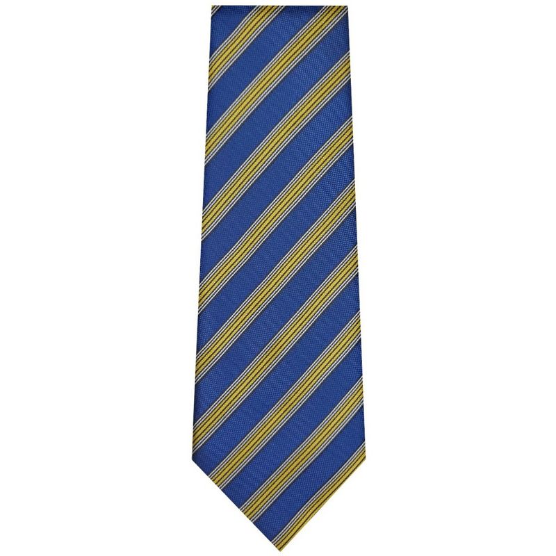 TheDapperTie Men's Royal Blue And Yellow Stripes Necktie with Hanky, 1 of 2