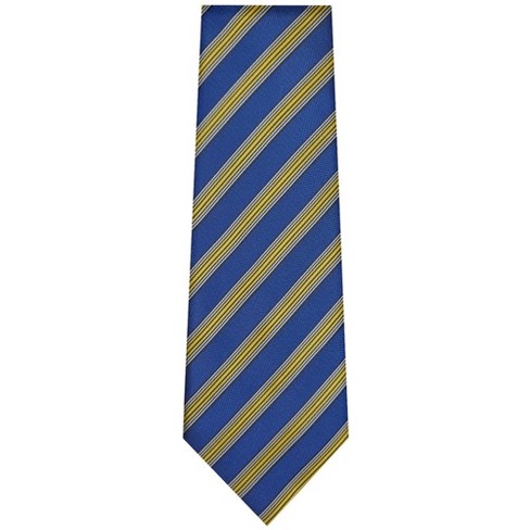 Thedappertie Men's Royal Blue And Yellow Stripes Necktie With Hanky ...