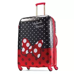 American Tourister Minnie Mouse Bow Hardside Large Checked Spinner Suitcase - Red