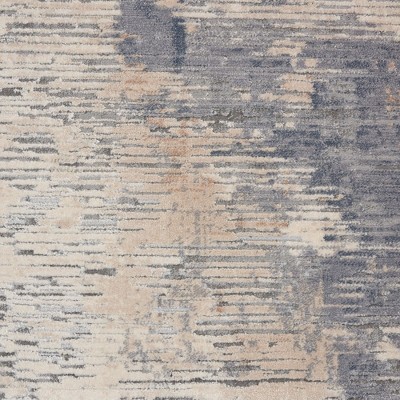 Gray and Beige Abstract Synthetic Indoor Rug, 7'10" x 10'6"